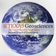 "Texas Geosciences" on a satellite image of the globe