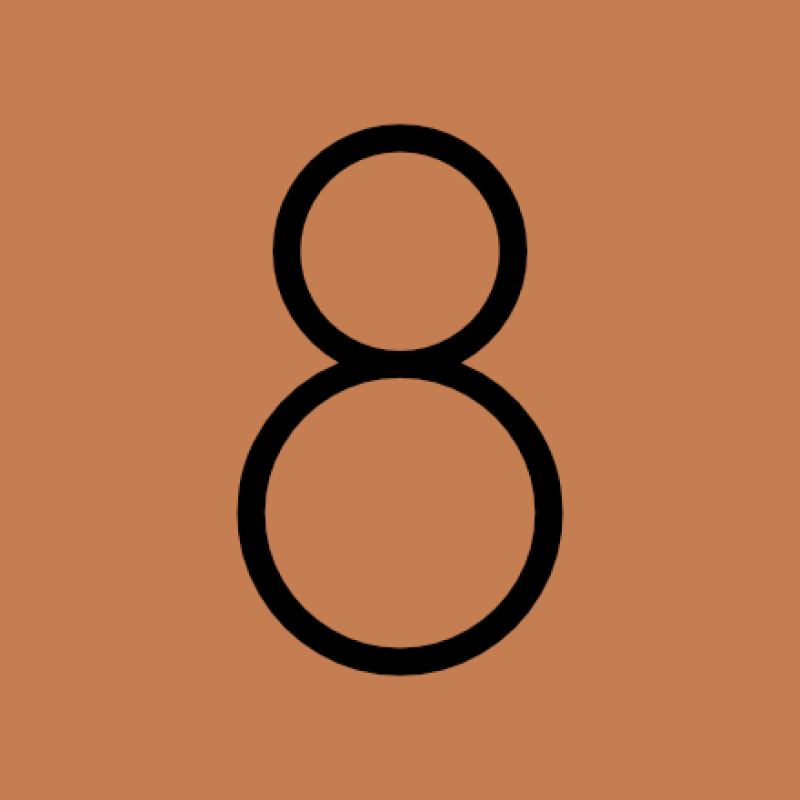 Number 8 behind orange background