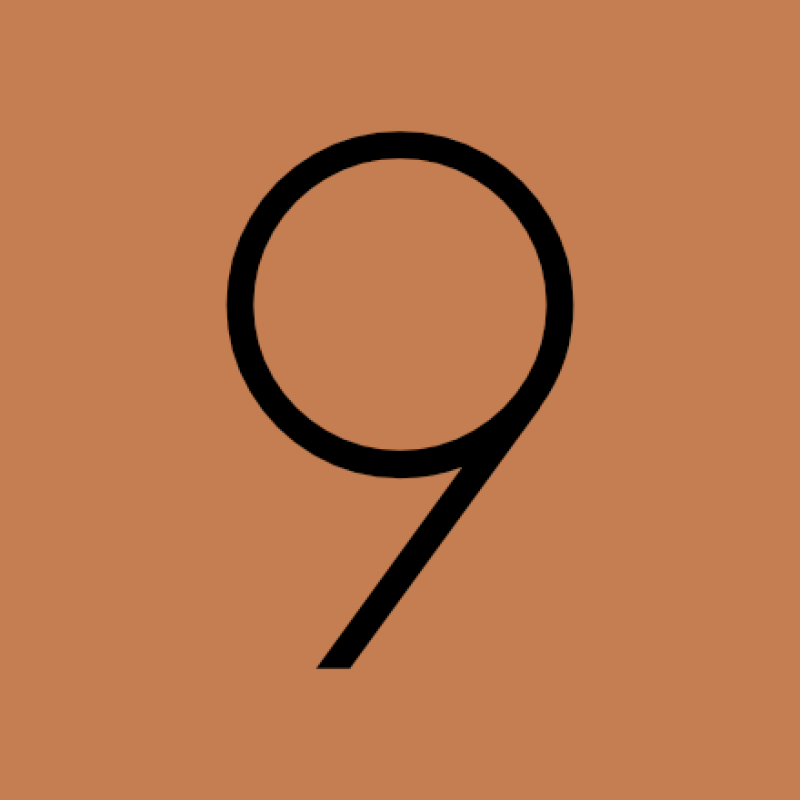 Number 9 behind orange background