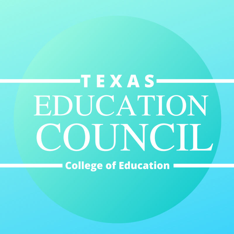 Texas Education Council -- College of Education on a blue circle